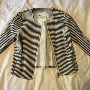 Black Day Pinstripe Collarless Blazer